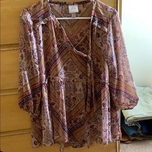 Knox Rose sheer peasant top L